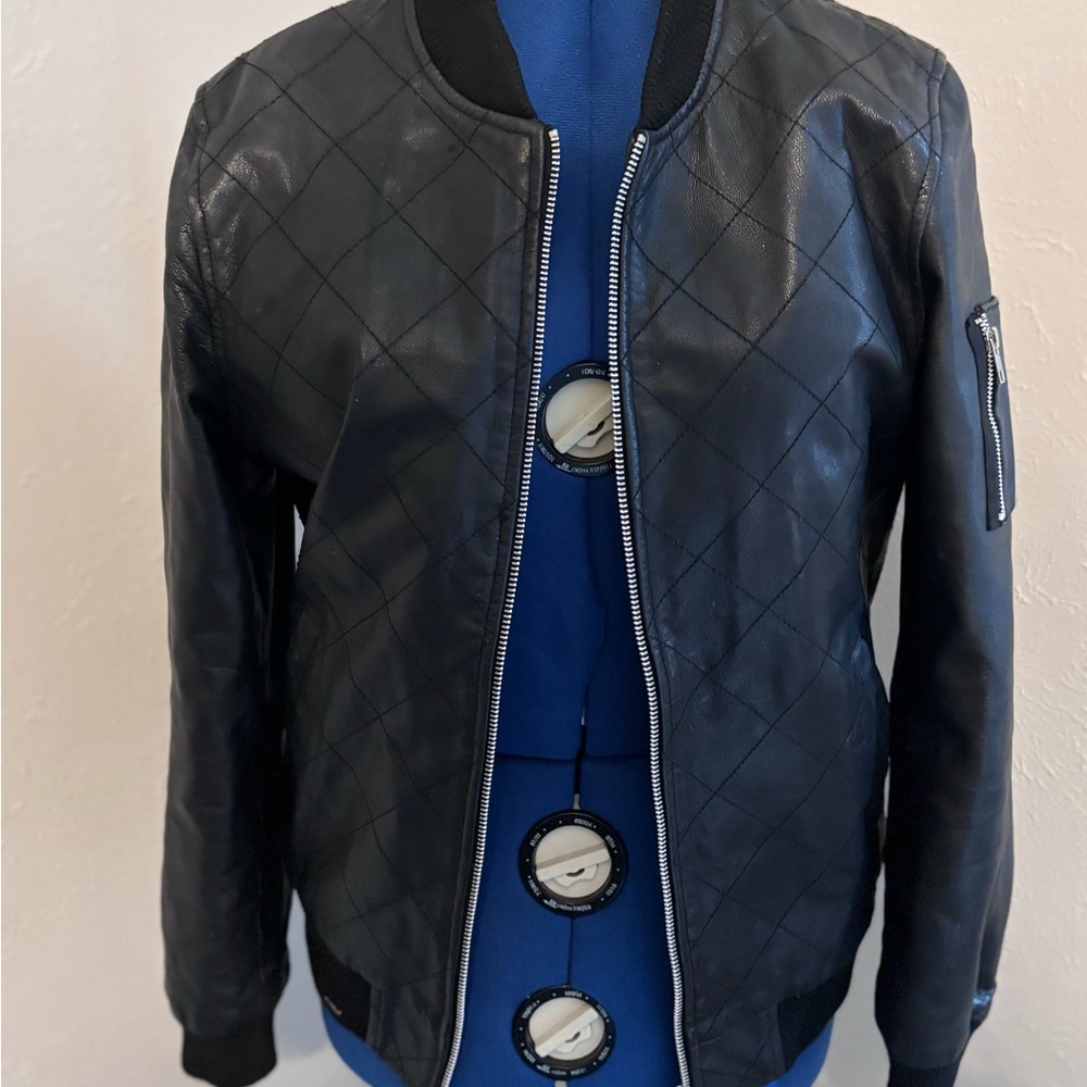 ASOS Black Bomber Jacket with Ribbed Collar
